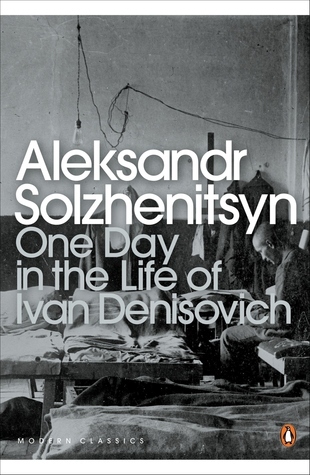 The Penguin Classics cover of One Day in the Life of Ivan Denisovich, featuring a black and white photograph of someone in a prison.