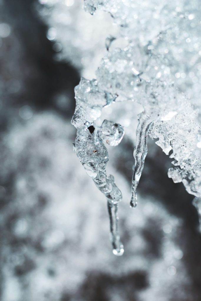 close-up shot of an icicle melting.